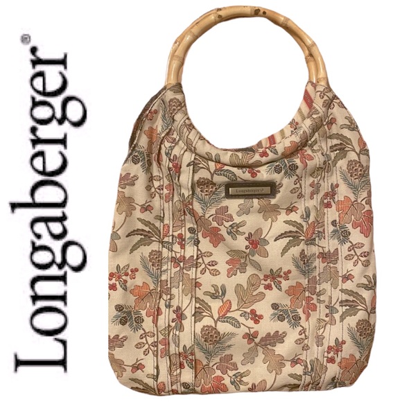 LONGABERGER Homestead Autumn Path floral print circle bangle handle purse tote - Picture 1 of 7